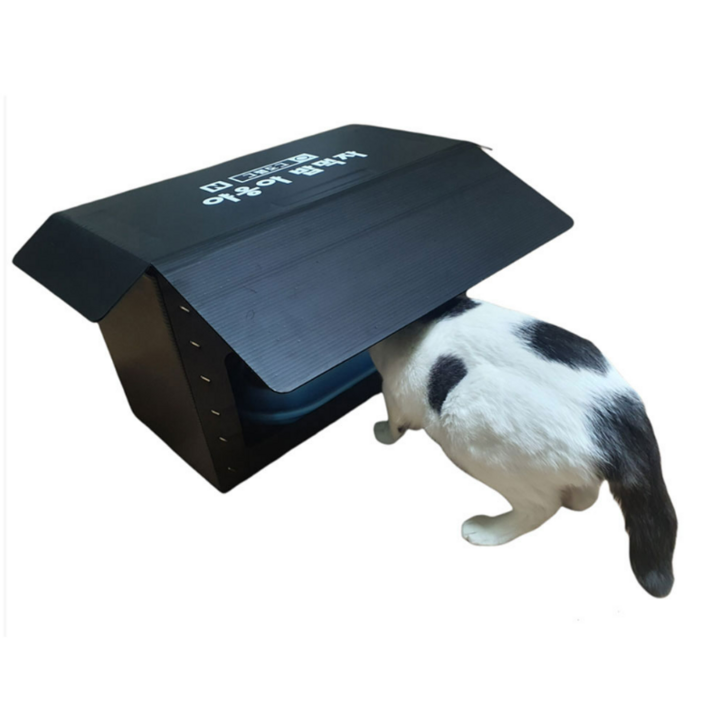 길고양이급식소 길고양이 길냥이 겨울집 집 방수 보온 고양이 밥자리 실외 급식소 쉼터, 1개, 블랙