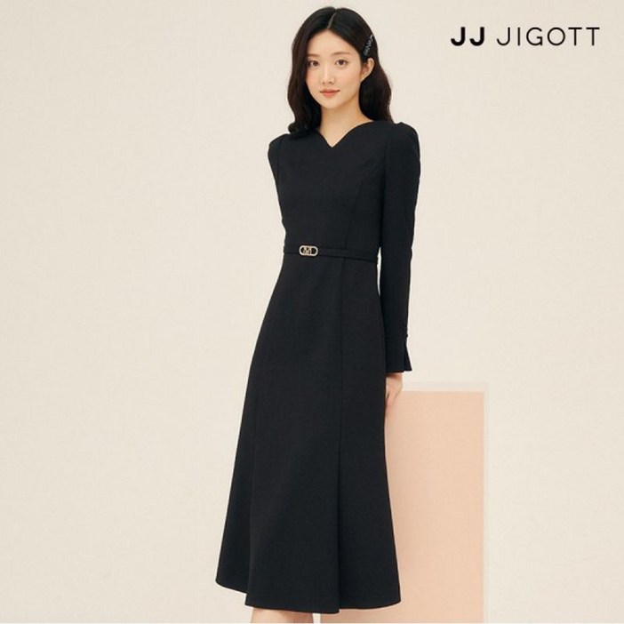JJ지고트    롤업 퍼프 슬리브 플레어 원피스 GP2A0OP221