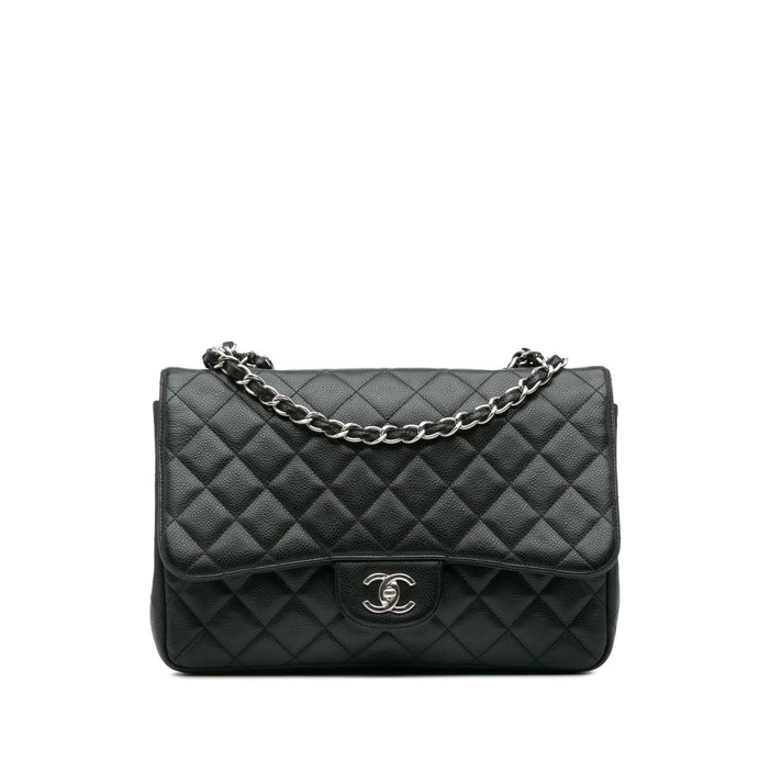 샤넬  중고 20092010 점보 클래식 캐비어 싱글 플랩 숄더 백