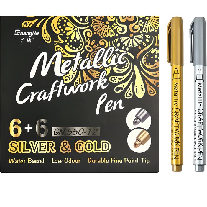 광나 메탈릭 Craftwork 펜 실버 6p  골드 6p 세트