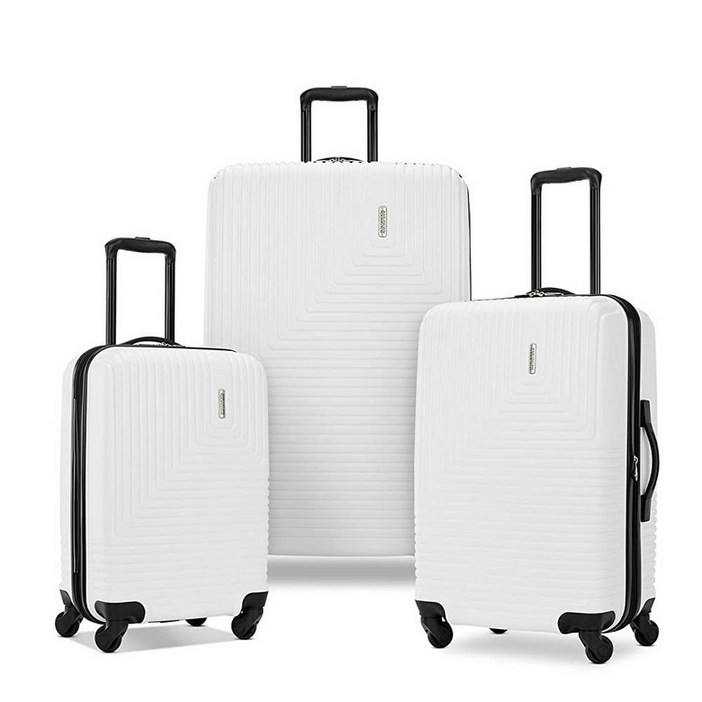 AMERICAN TOURISTER Groove 3피스 세트 화이트. 스피너 휠이 있는 그루브 하드사이드 캐리어 화이트 기내용 미디엄 라지 141699