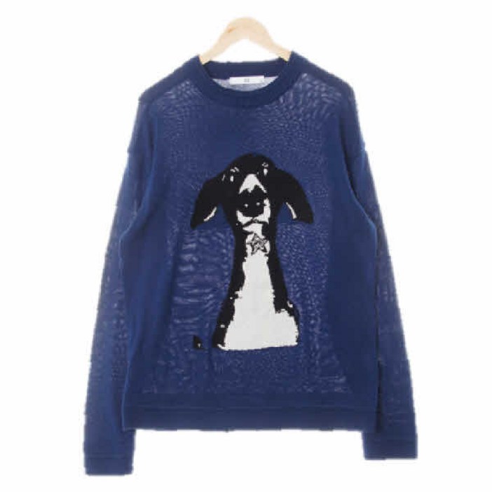 8073 지오송지오 네이비 면혼방 도그루즈니트 105