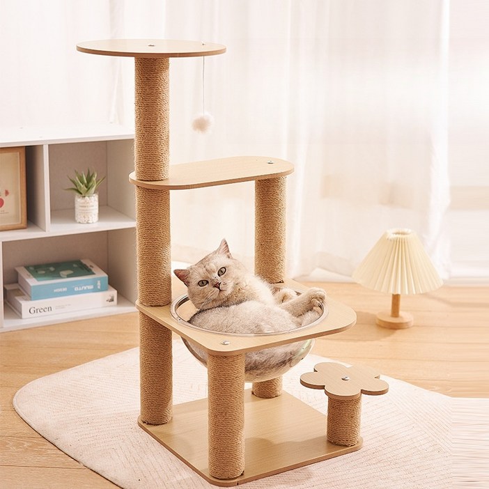 크레스티 심플 5단 원목 캣폴 고양이 놀이터 고퀄리티 전망대 일상 캣타워