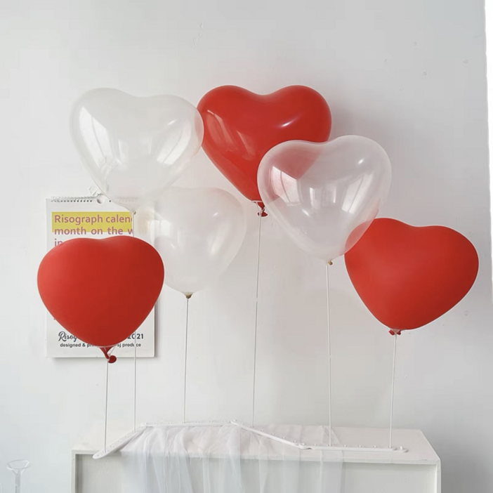 파티앤온 하트 풍선 생일파티 일자형 스탠드 세트, 레드4p투명4p