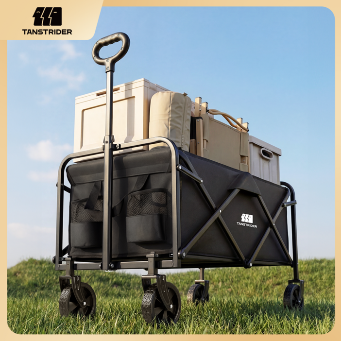 TANSTRIDER 웨건 접이식 아웃도어 캠핑 폴딩 카트 접이식 카트 쇼핑카트 장바구니 캐리어 카트 접이식 카트 4바퀴  캠핑웨건 캠핑 용품 폴딩카트80*49*91.5cm