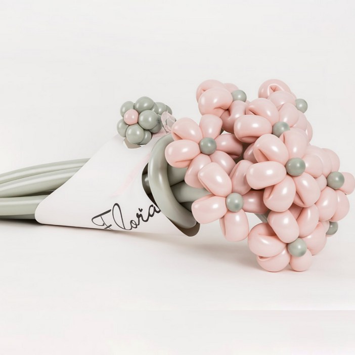 펄박스DIY 요술 풍선 데이지 꽃다발피치N유칼립투스손펌프포함 요술풍선 42개