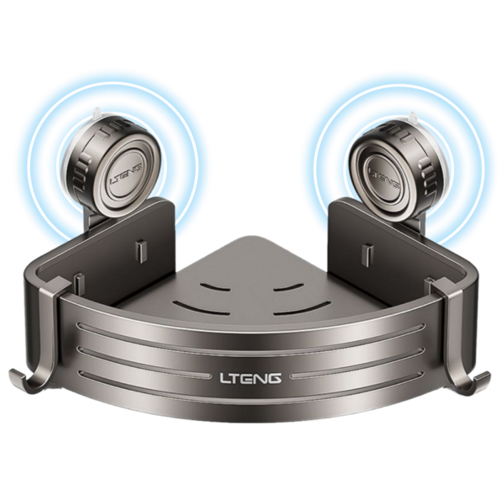 리틀보이 초강력 진공흡착 무타공 욕실선반 코너형, 1개