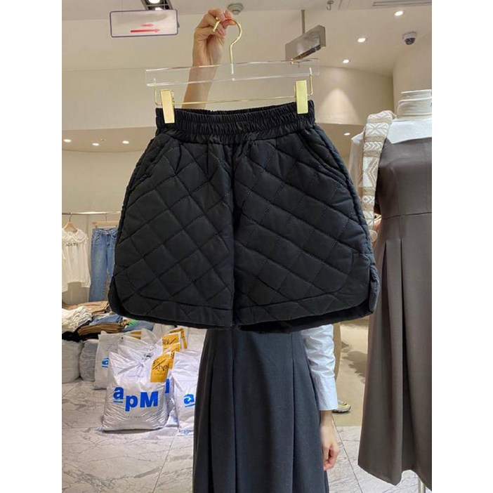 여성 퀄팅 반바지 누빔 팬츠 와이드 패딩반바지
