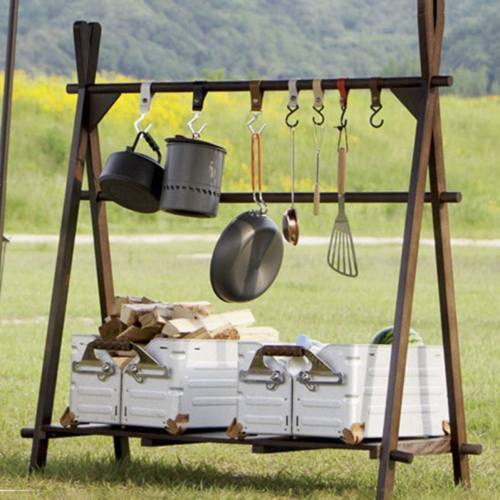 모닥 파루스 우든행거 인디언행어 감성캠핑 식기 걸이 랜턴 건조대 원목 쉘프선반