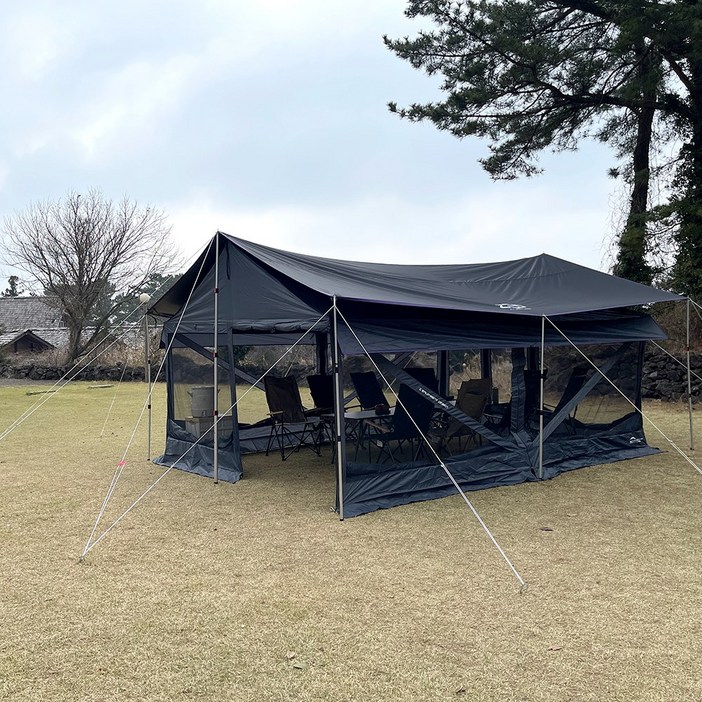 제드 마티렉타타프 스크린 세트 대형 블랙코팅 장박 풀세트 5.5x4.4m, 블랙, 블랙