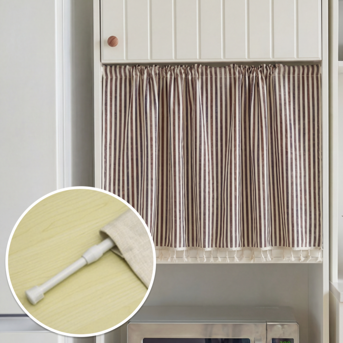 륀레브 중문 주방 가리개 커튼 바란스 2종 커튼봉 포함 30 50 70 90 120