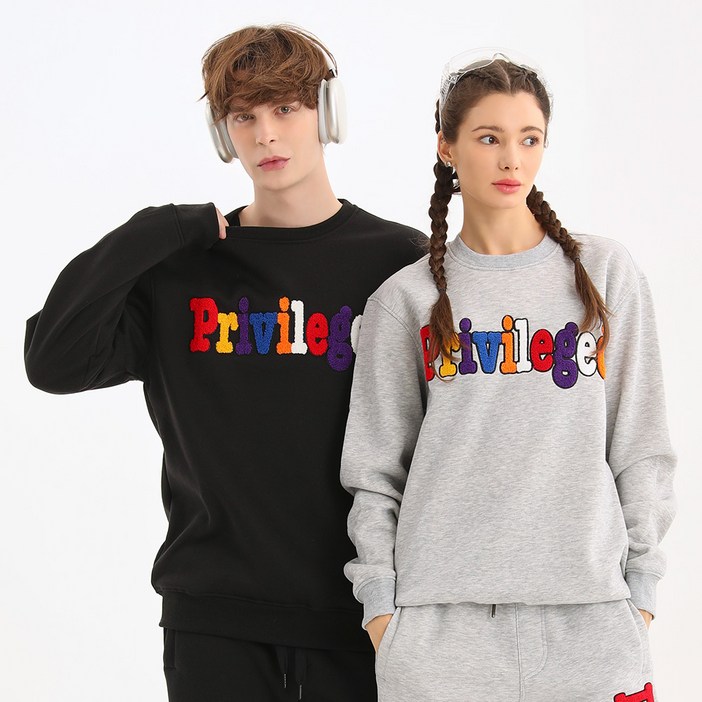 무니크영 F11976  남녀공용 빅사이즈 자수 오버핏 3D 입체 레터링 맨투맨