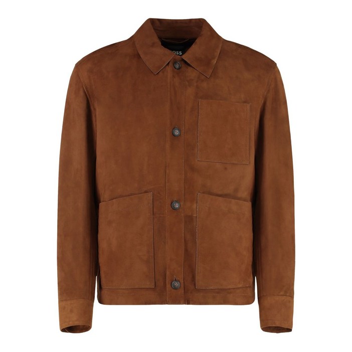 보스 버튼 스웨이드 레더 재킷