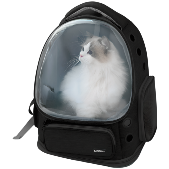 펫스맘 반려동물 고양이 강아지 이동 가방 우주선 백팩 창문, 1개, 블랙