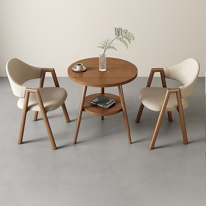 소형 심플 업소용 원형 티테이블세트 2인용 카페 편의점 의자 탁자