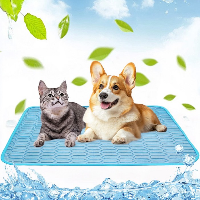 강아지 고양이 아이스실크 쿨매트 냉감통풍미끄럼방지 3D 메쉬, 블루, 1개 강아지 고양이 아이스실크 쿨매트 냉감통풍미끄럼방지 3D 메쉬, 블루, 1개