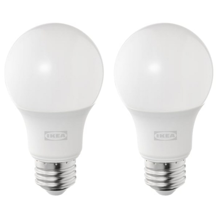 이케아 솔헤타 LED 전구 E26 470 루멘 구형 오팔 화이트 2개 004.985.80