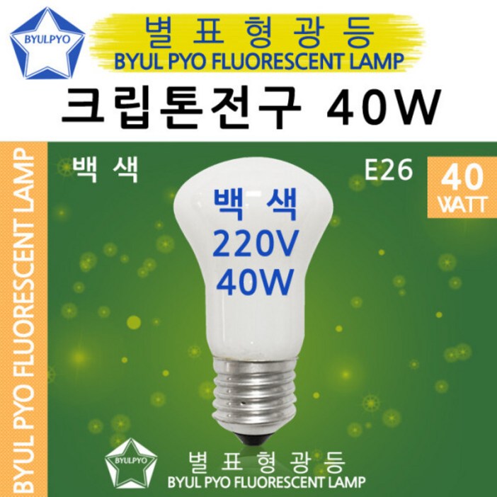 10개입  별표 크립톤전구 백열등 백열램프 백색 40W