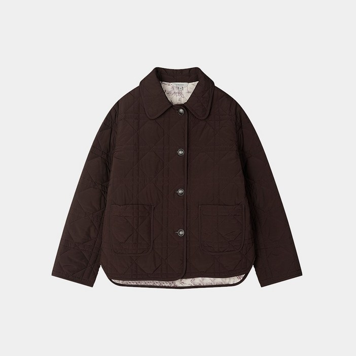 요하넥스 프린트배색 퀼팅자켓