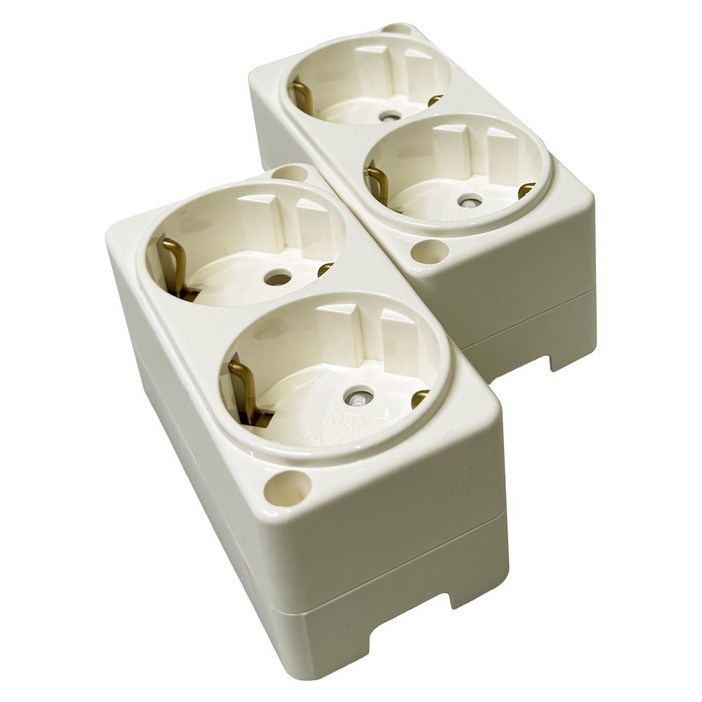전기전자 이터칭 노출 2구 콘센트 핀 타입 , 국산 신형, 10개, 따뜻한 분위기아이보리, 9.5cm