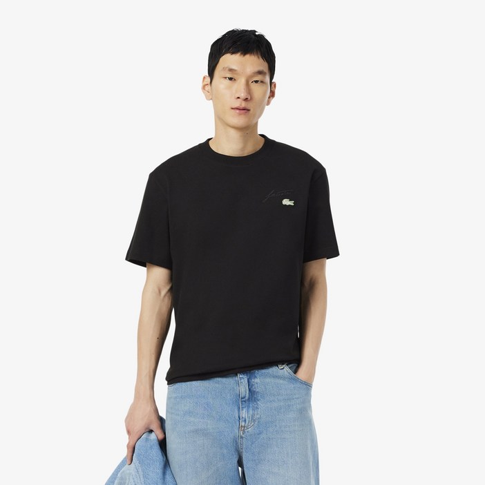 라코스테 남성 레터링 자수 클래식핏 반팔 티셔츠 TH549255N 031