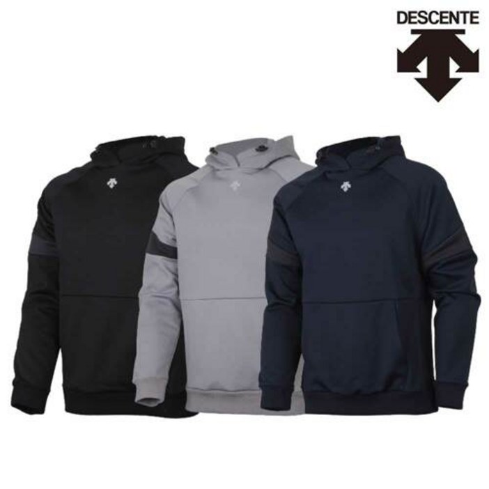 데상트 [DESCENTE] 로고 후드 티셔츠 (블랙,그레이,네이비)