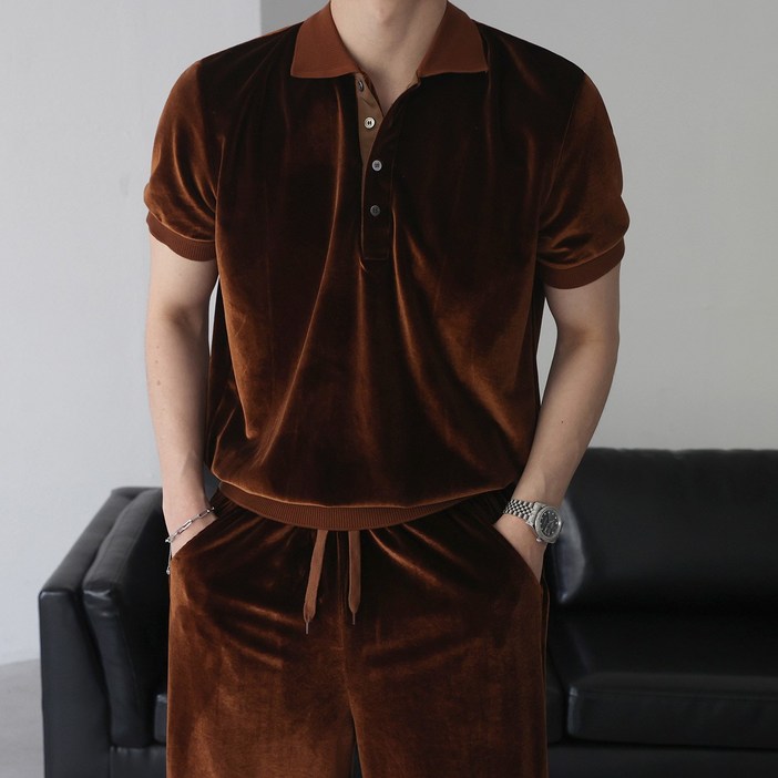 베이직바이블 벨로아 머슬핏 카라 반팔 티셔츠3color