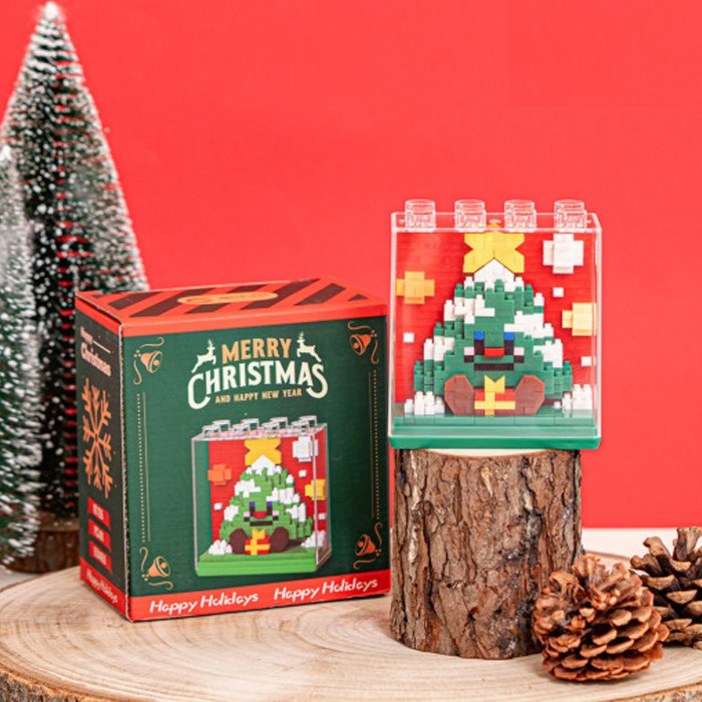 민화샵 KC인증 크리스마스 입체 블록 액자 만들기 DIY 블럭조립 끼우는놀이세트 트리 디폼블럭액자