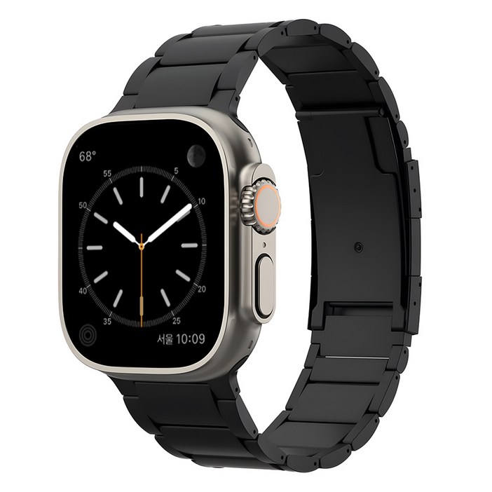 끼움 애플워치 호환 프리미엄 티타늄 100 메탈 스트랩 밴드, 블랙