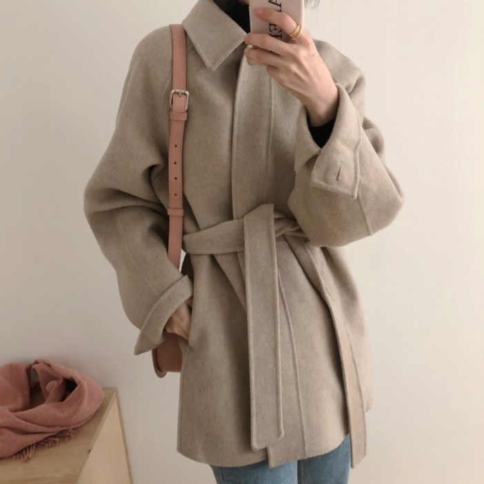 플레르 클래식 모직 루즈핏 롱 코트