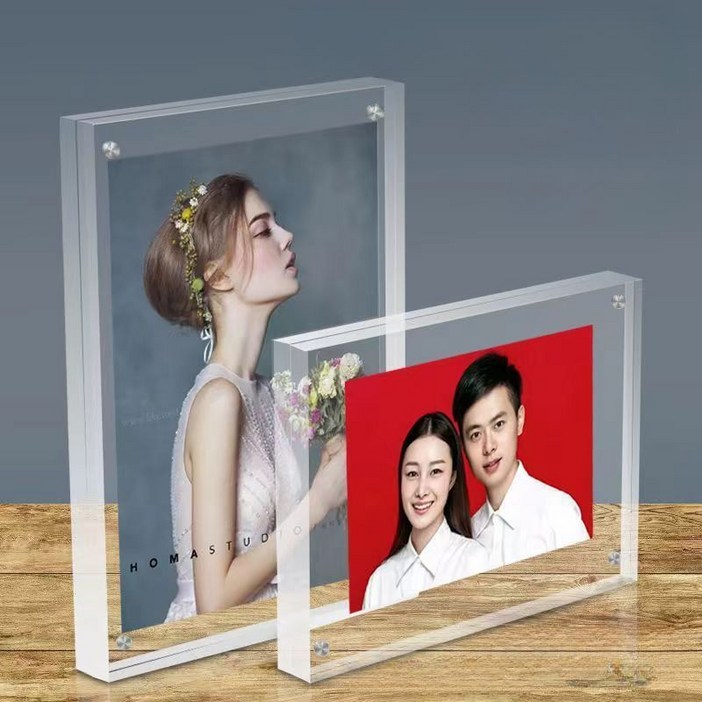 래미고 웨딩액자 아크릴 투명 포토프레임 결혼 자석 액자, 2개, 양면 투명