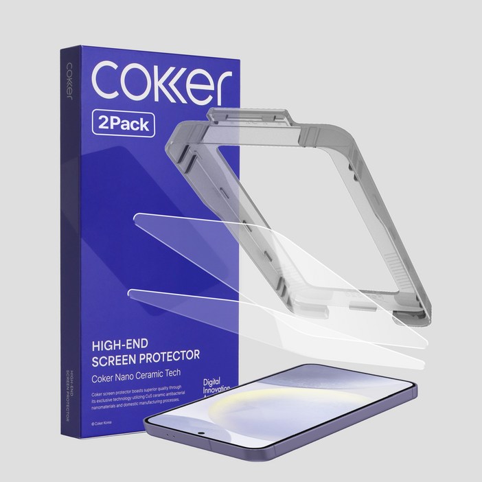 코커 갤럭시25 강화유리 액정 보호 필름 실크글라스 원터치 세트, 2개
