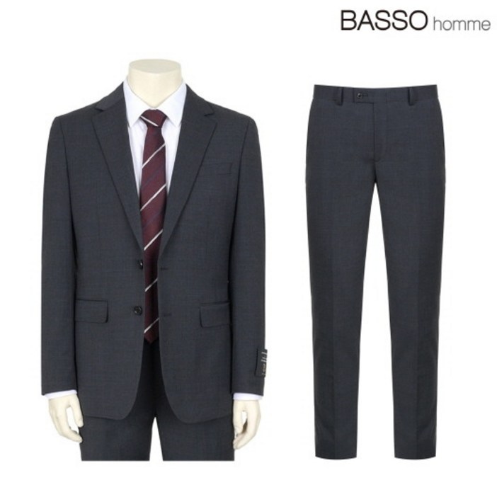 바쏘옴므 울 블렌디드 슬림핏 쿨맥스 정장 세트 WSX2JT26BWSX2PT26BDH871309