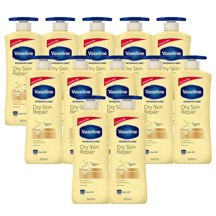 바세린 인텐시브 케어 드라이 스킨 리페어 로션, 600ml, 12개
