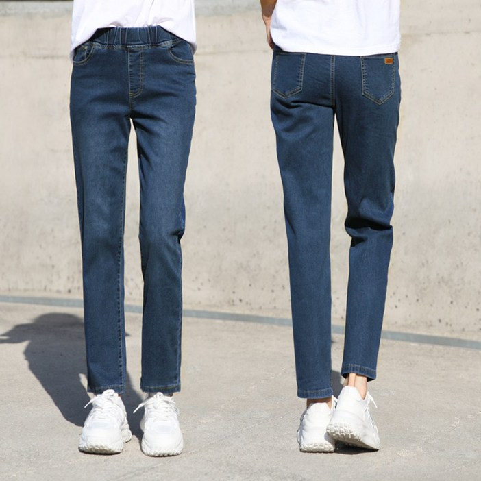 동대문스타일 여성 기본 일자 밴딩 청바지 캐주얼핏 노멀 워싱 스판 데님 봄 가을 여자 데일리 진