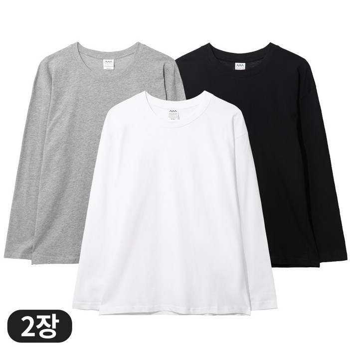 아소트 [1+1] 순면 100% 남녀공용 이너웨어 30수 라운드 긴팔 티셔츠