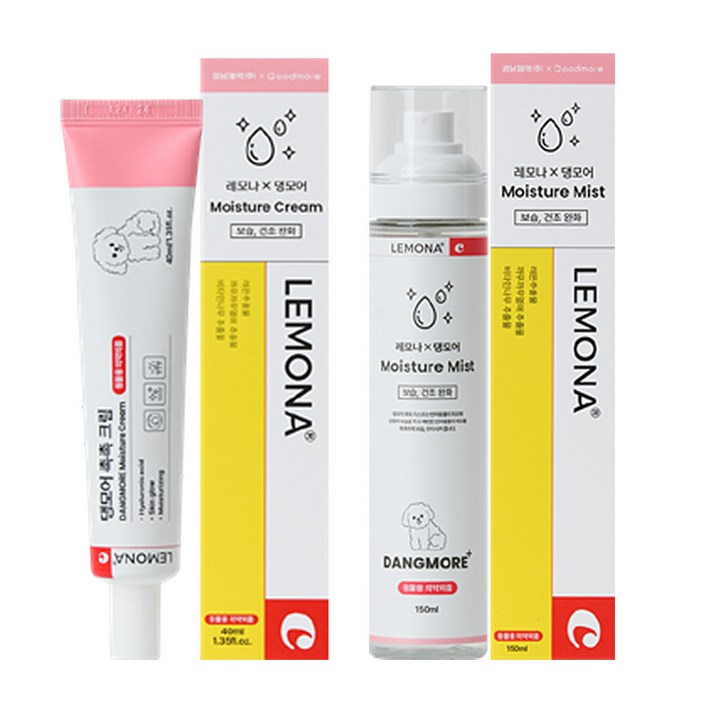 레모나X댕모어 촉촉크림촉촉미스트 2종세트 강아지피부보습 강아지각질케어, 1개
