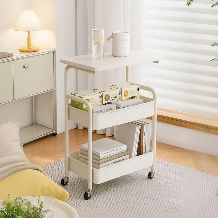 라온프리 이동식 3단 트롤리, 화이트