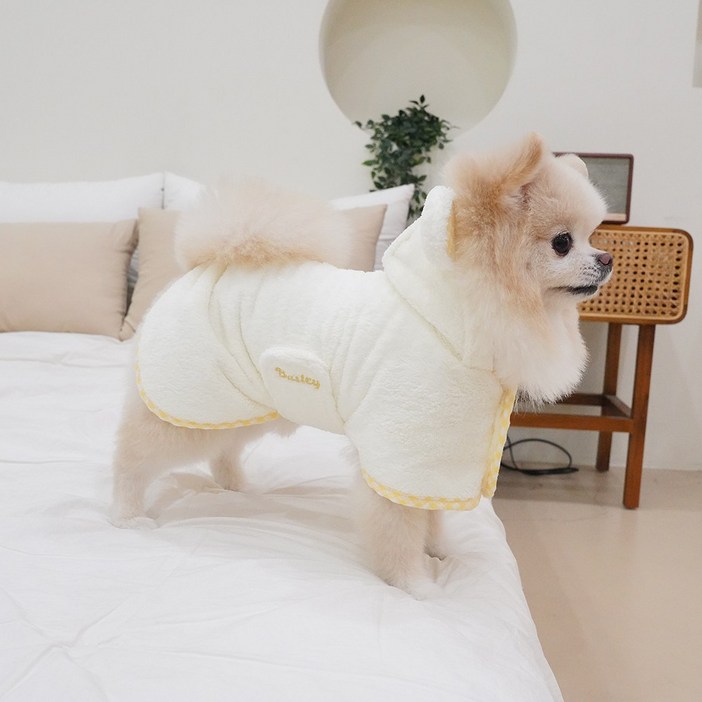 베일리 드라이 샤워 가운 강아지수건 애견 목욕 펫타올, 옐로우_L