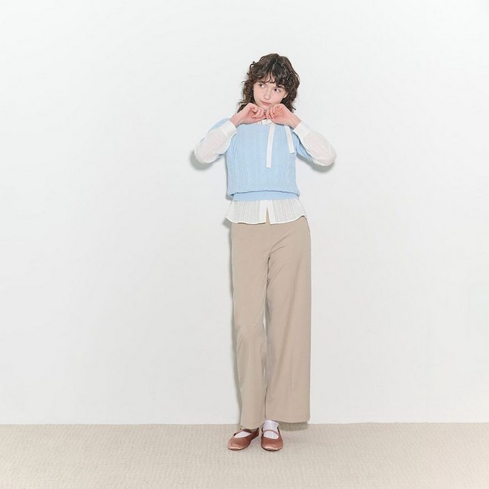 백화점 정품 26년SALE 빈폴레이디스 빈폴 BEANPOLE B. my 시그니처 세미 와이드 팬츠  베이지 BF5221N