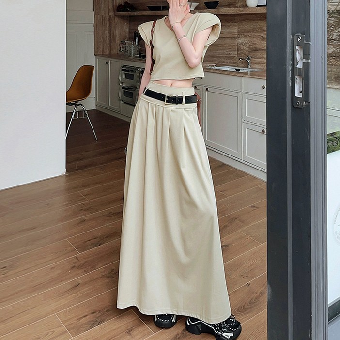 대박난박양 크롭티  롱스커트 SET