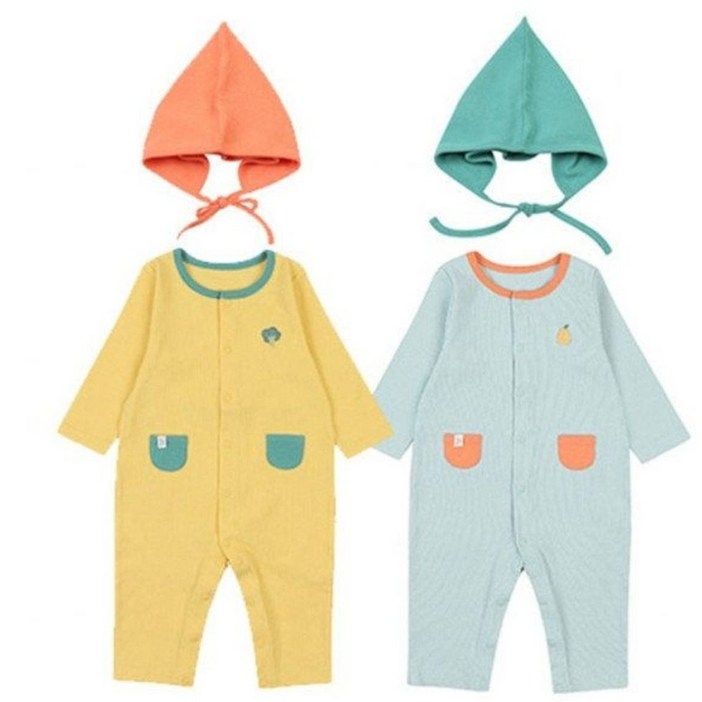 아가방 봄 가격인하 페인티슬림우주복(모자)(YELLOW,MINT)_01R117504 가격착한 컬러풀한 우주복을 찿는분께  추천드려요