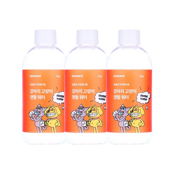 라미나로프 입냄새 치석 구취제거용 강아지 고양이 덴탈워터 마시는 치약 250g, 250g, 3개