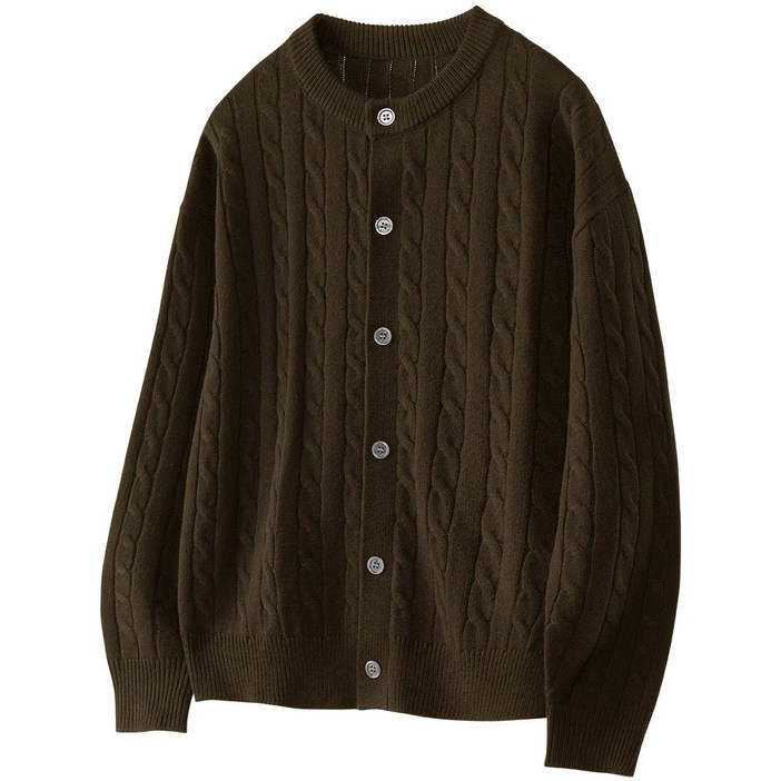 팀스핏 남성용 빅사이즈 오버핏 케이블 라운드 니트 가디건