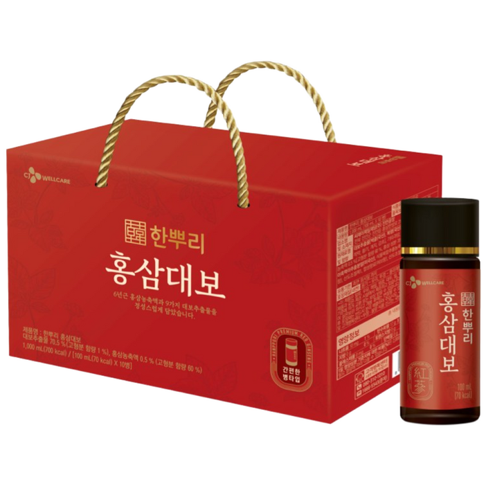 CJ웰케어 한뿌리 홍삼대보 병 10입, 1개, 1L