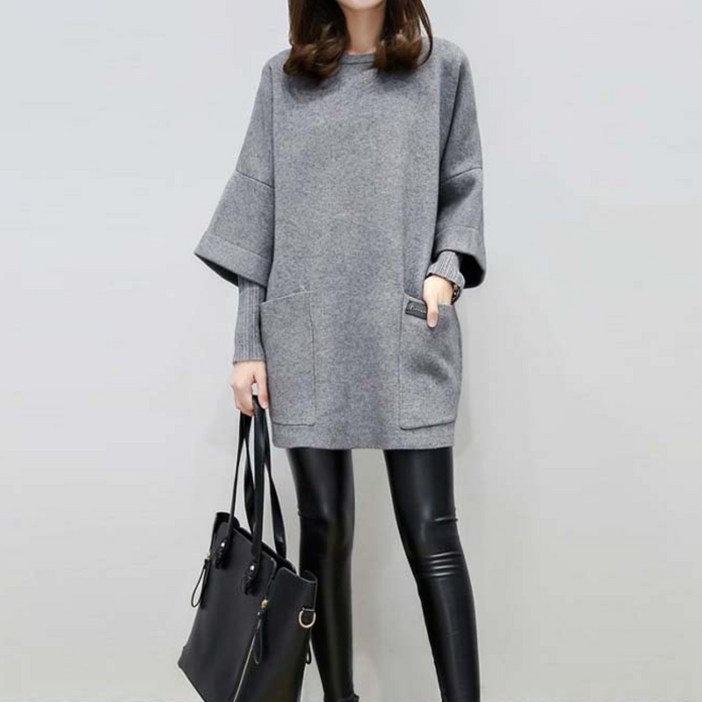 TIMEPURE 여성 봄 가을 라운드 루즈핏 페이크 7부 맨투맨 루즈핏 통기성 좋은 빅포켓 롱 코디 아이템 데일리 루즈핏 아우터 빅사이즈 필수 아이템