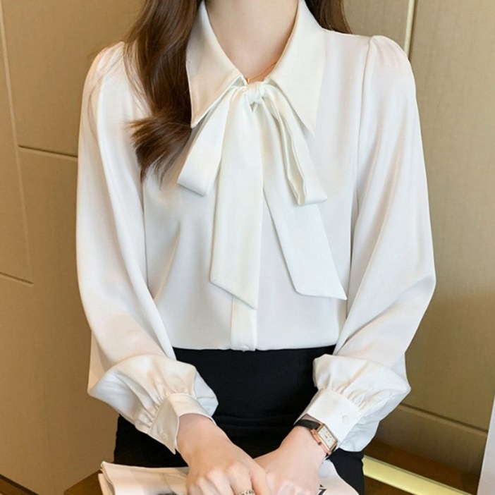 708090 여성 면접복장 블라우스 구김없는 데일리 긴팔셔츠