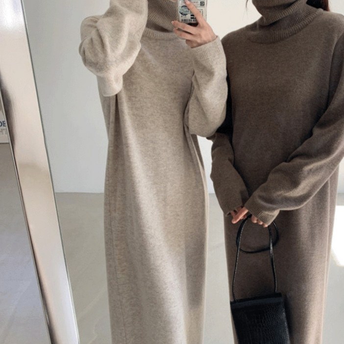 루어스룸 여성 겨울 도톰이 루즈핏 니트 원피스