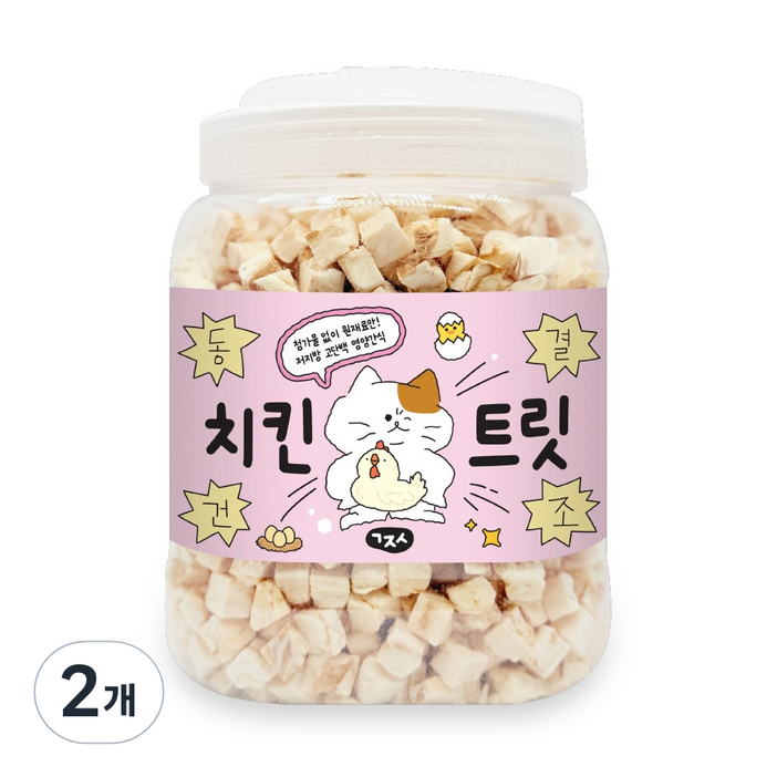 고지식 국내산 반려동물 동결건조 트릿 간식, 2개, 400g, 치킨