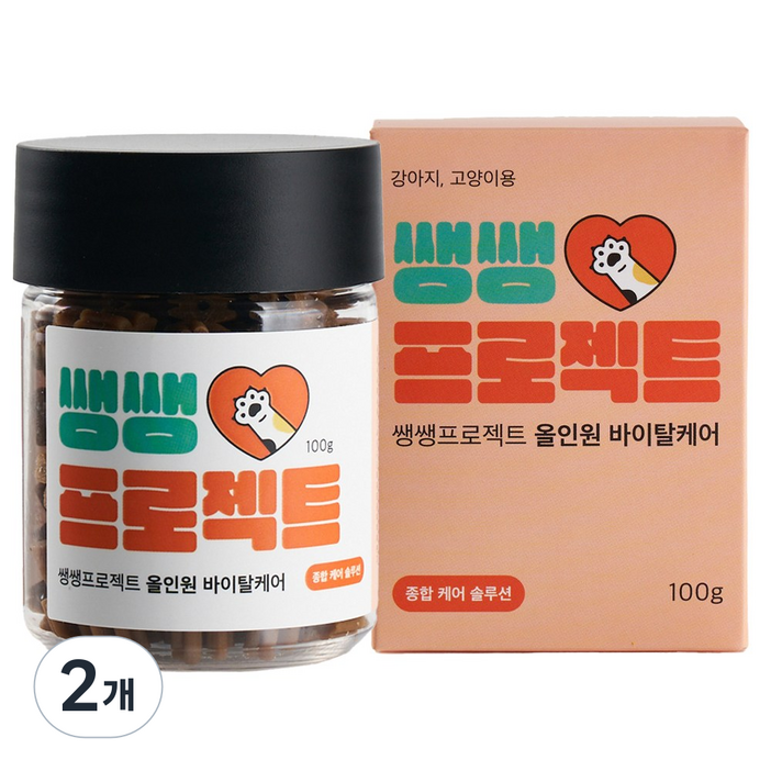쌩쌩프로젝트 올인원 바이탈케어 반려동물 종합영양제 기관지 신장 심장 간, 2개, 종합영양제, 90정